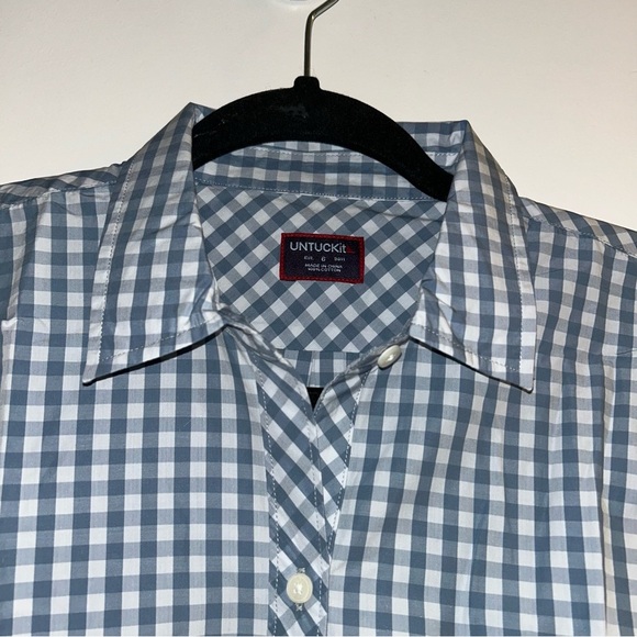 UNTUCKit Crispo Women’s Blue Checkered Long Sleeve Button Down Shirt Size 6 NWT - Picture 4 of 6